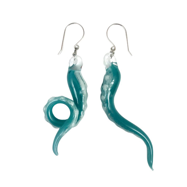 Glass Octopus Tentacle Earrings - Turquoise